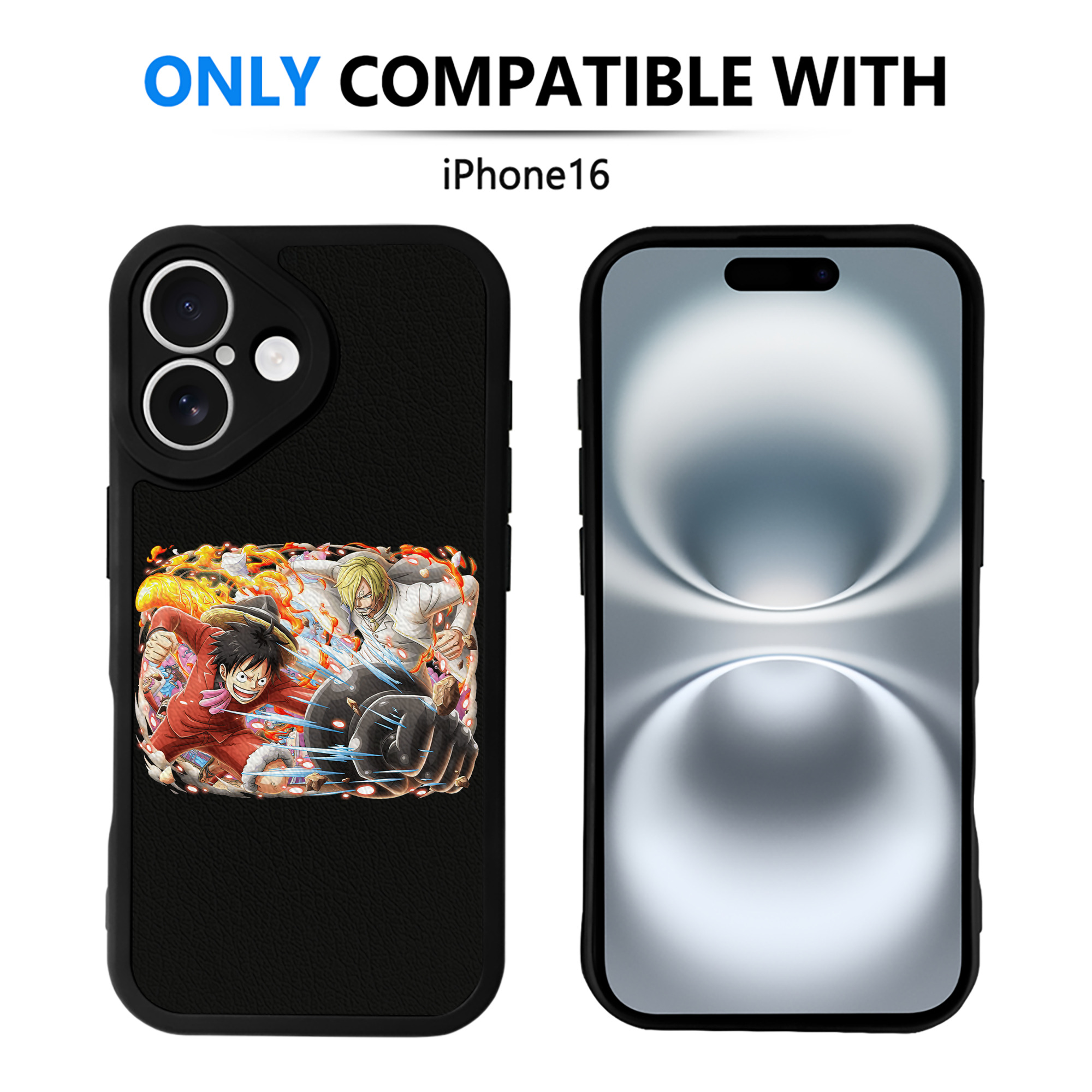 （画像用） ワンピース モンキー・D・ルフィ ONE PIECE Monkey D. Luffy 【iPhone 16シリーズ対応】シリコンスマホケース（レザー調） 材質：シリコン